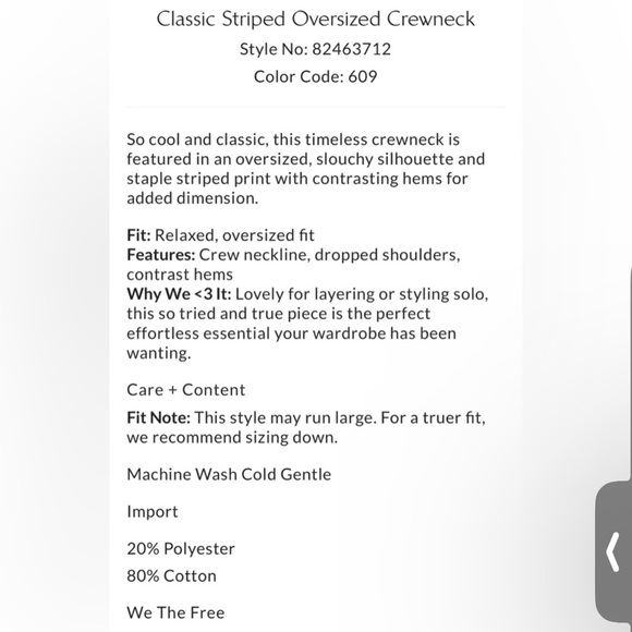 NWT- Free people size L striped sweatshirt - Picture 9 of 9